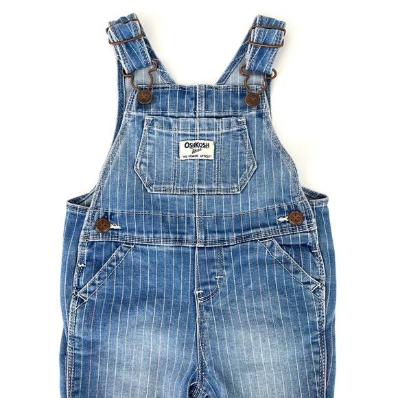 OshKosh B'gosh baby girl overalls multicolor vertical stripes Vestbak snap 9M - Picture 3 of 9